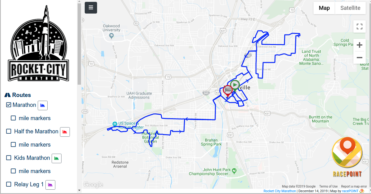 2019 Rocket City Marathon Interactive Map