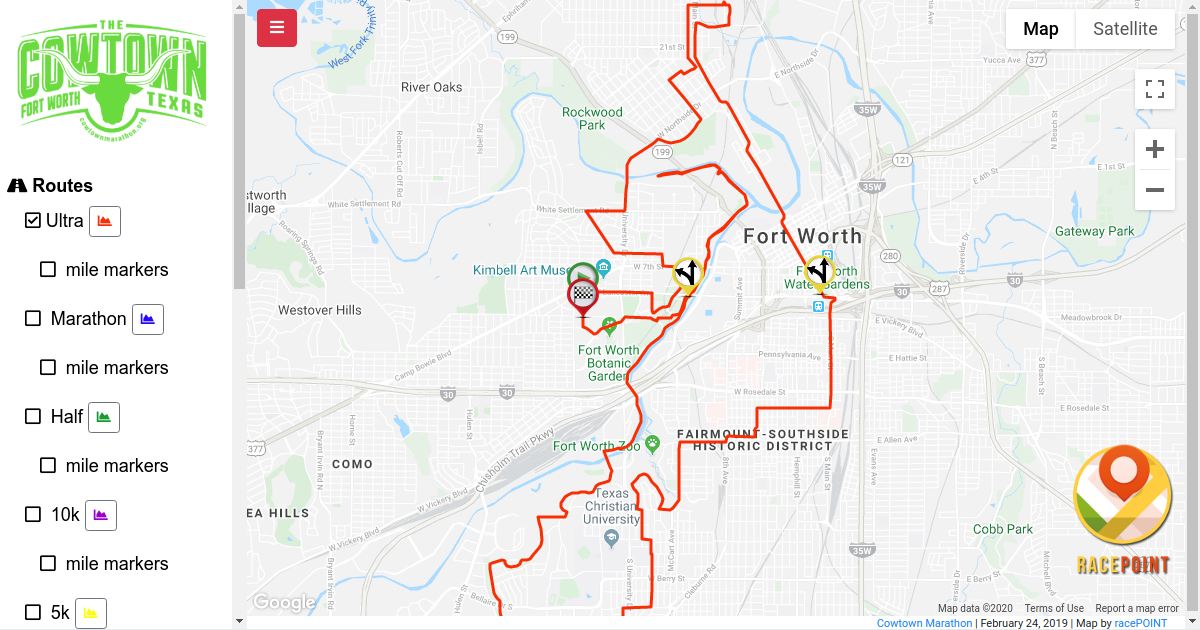 Cowtown Marathon Route Map
